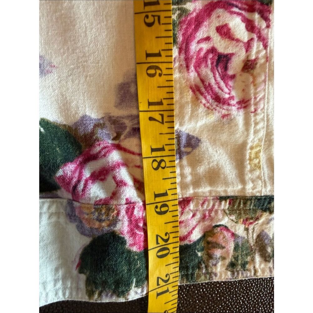 Jones New York White Denim Jacket with Linen blends Pink & Purple Floral Print M - Picture 8 of 9